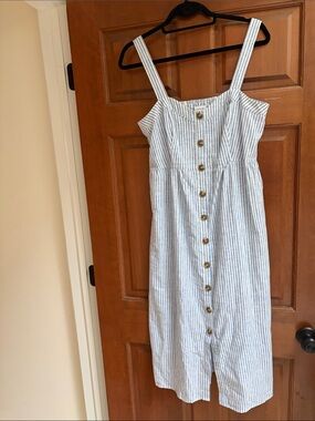 Seraphine Maternity Blue & White Striped Button-Front Sundress